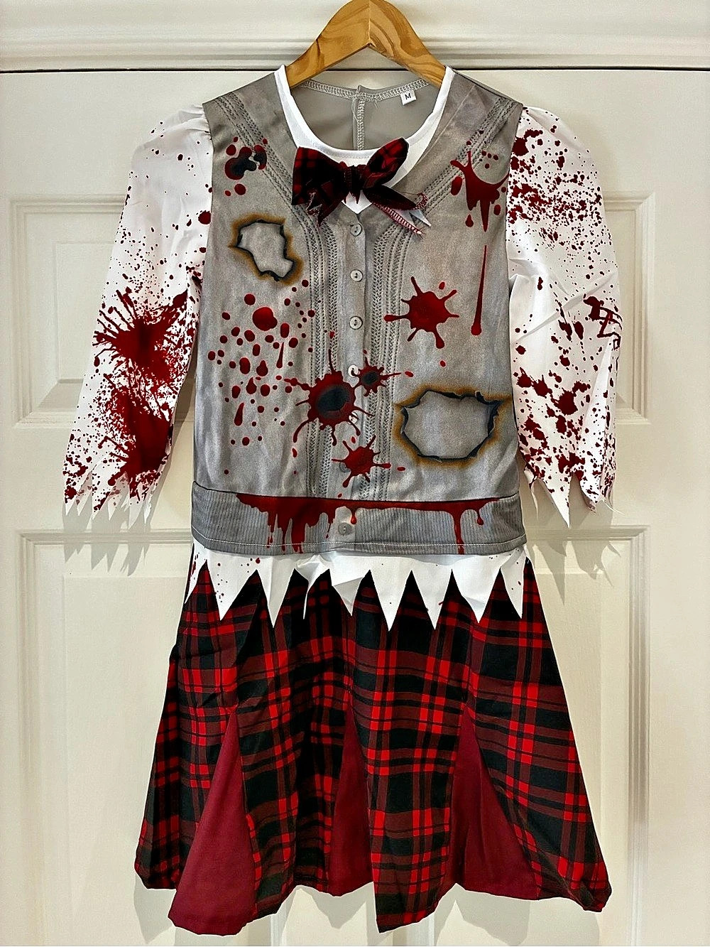 Girls' Black & Red Plaid Halloween Costume size M 8-10